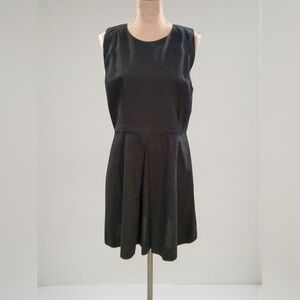 GAP Linen Cotton Pleated Black Mini Fit And Flare Sleeveless Dress 12 Old Money